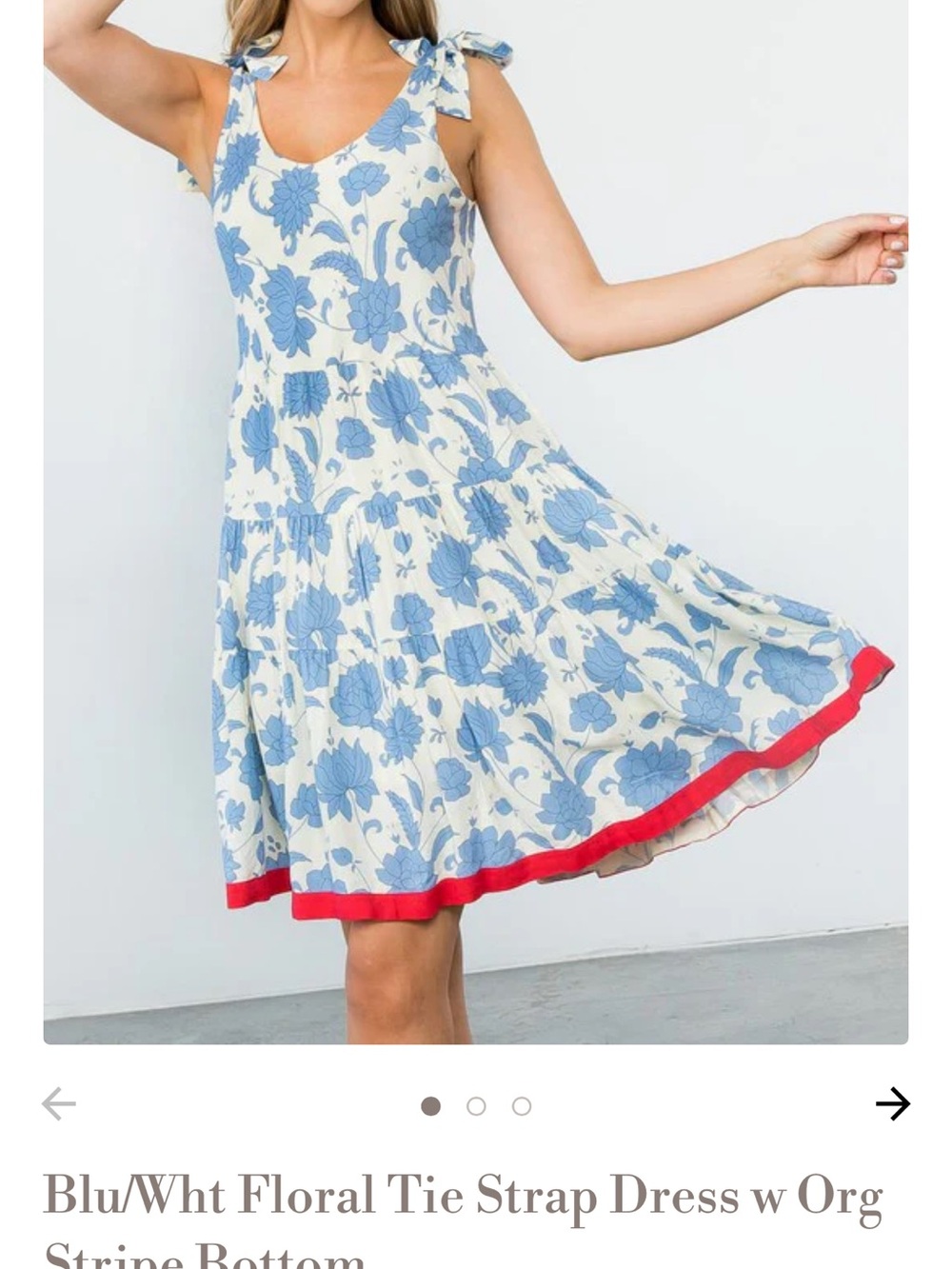 THML Cream Sundress with Blue Floral Print